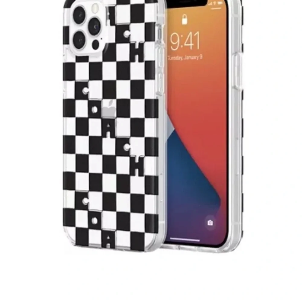 Coach Black and White Checkered Phone Case